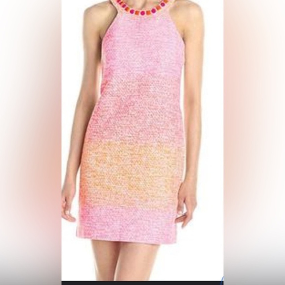 Trina Turk Aptos 2 Pink Orange Halter Shift Dress size 0 worn once